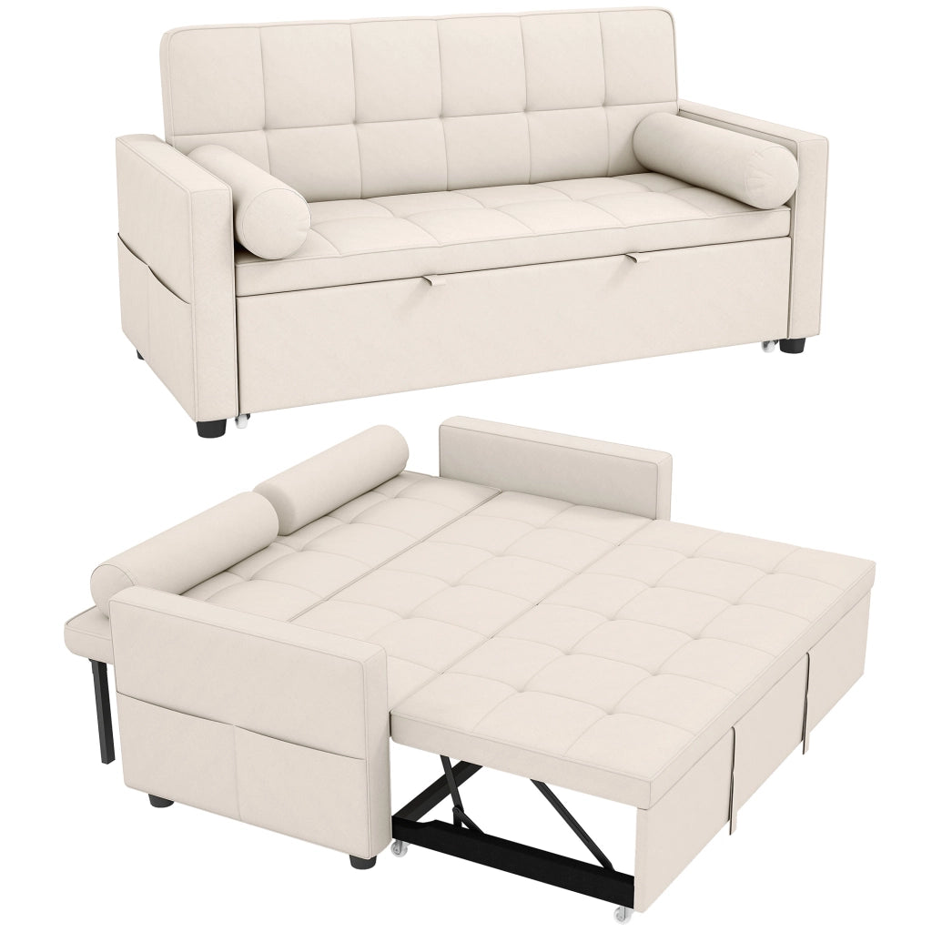 Divano letto 2 posti con letto gigogne ¨C zephmum ¨C 80.5x137.5x84 cm beige
