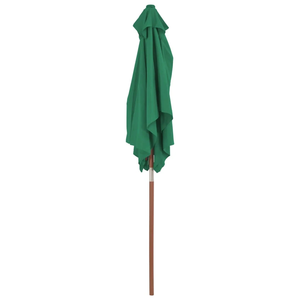 Ombrellone con palo in legno 150 x 200 cm verde 02_0008113