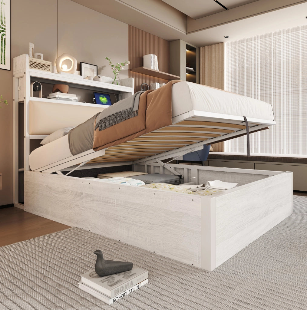 Letto singolo 90x200 cm con contenitore idraulico e USB