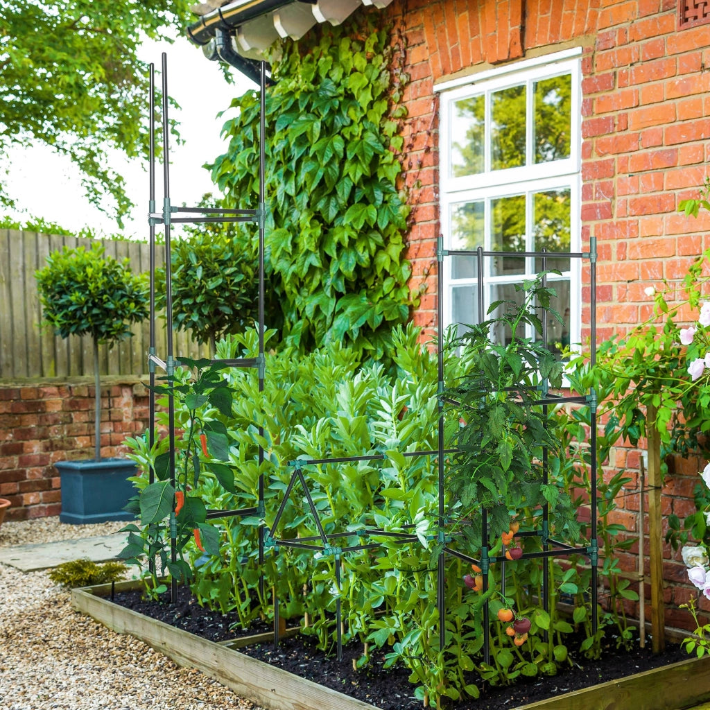 Set 3 Grigliati per Giardino ¨C Xylo ¨C Supporto Piante Rampicanti Acciaio 38x38x182cm Verde