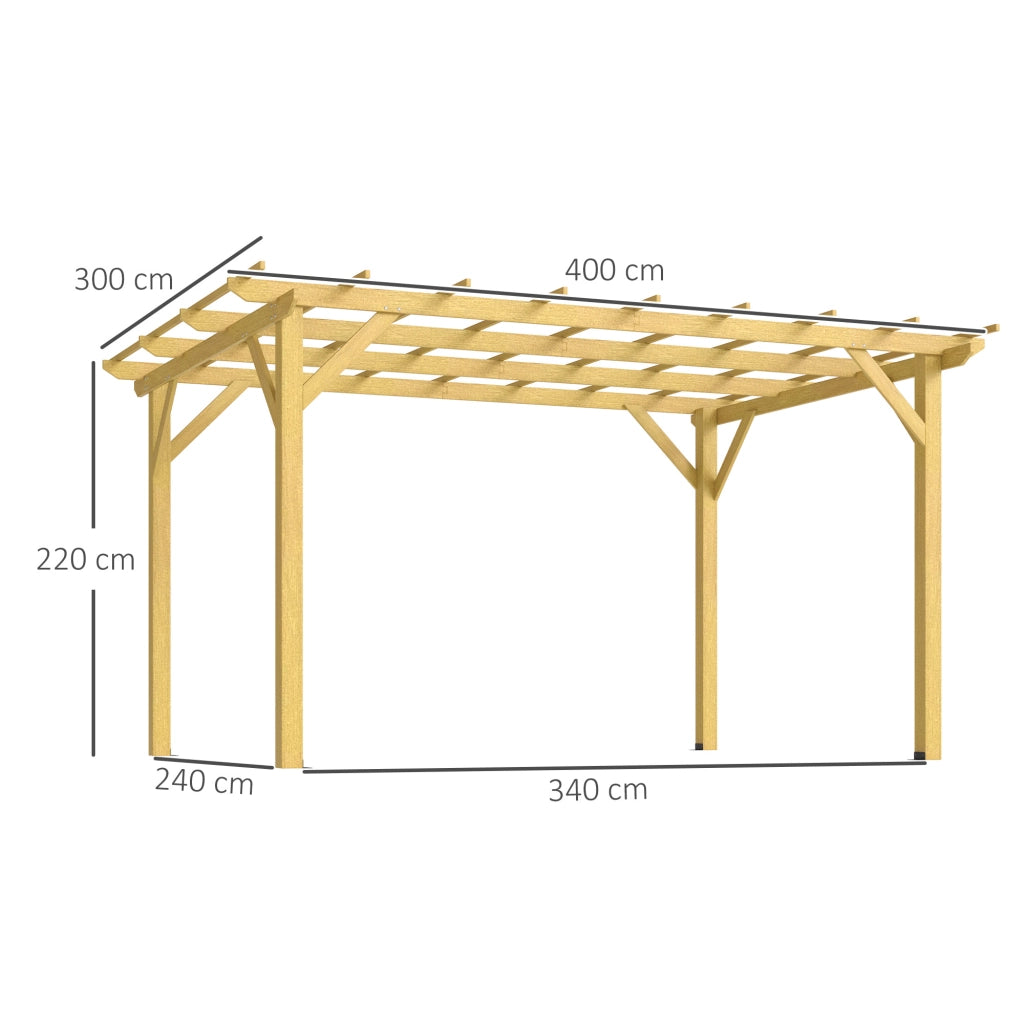 Pergola da giardino 3x4 m in legno per piante rampicanti ¨C zephmum ¨C naturale