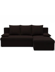 Divano ad angolo Marrone scuro 3 posti trasformabile con contenitore 206x90x146cm GINA