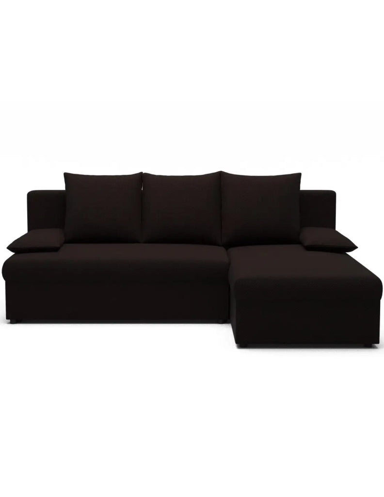 Divano ad angolo Marrone scuro 3 posti trasformabile con contenitore 206x90x146cm GINA