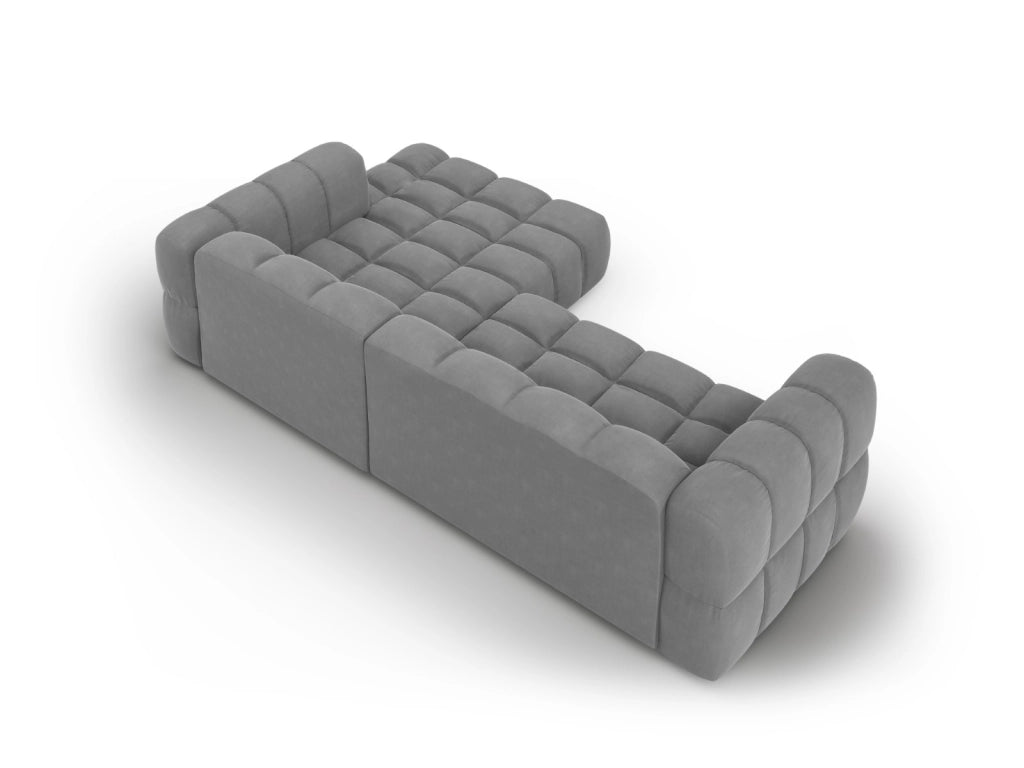 Cosmopolitan Design - Divano angolare modulare destro "Sky" 4 posti in velluto grigio chiaro 