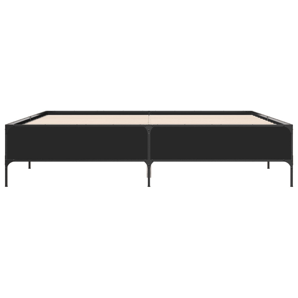 Giroletto Nero 180x200 cm in Legno Multistrato e Metallo
