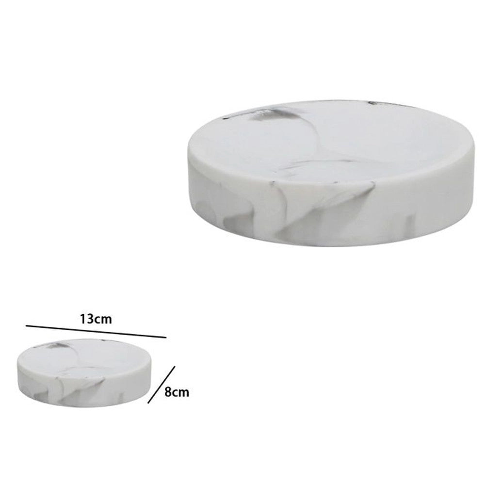 Trade Shop - Piattino Porta Sapone Saponetta Bagno Accessorio Arredo Effetto Marmo Bianco 87831 -