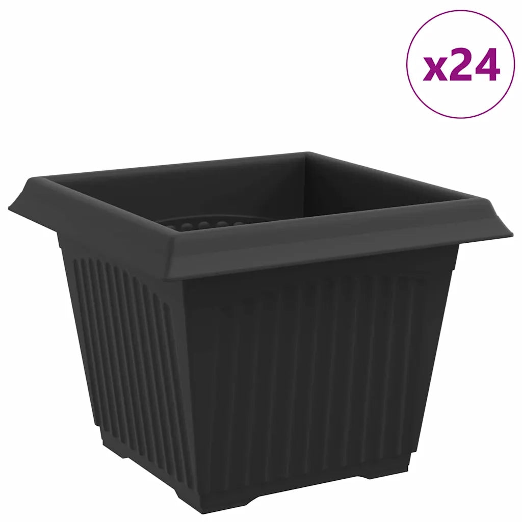 Vaso quadrato per fiori 24 pcs Nero 23 x 23 x 17,5 cm Plastica 42020350