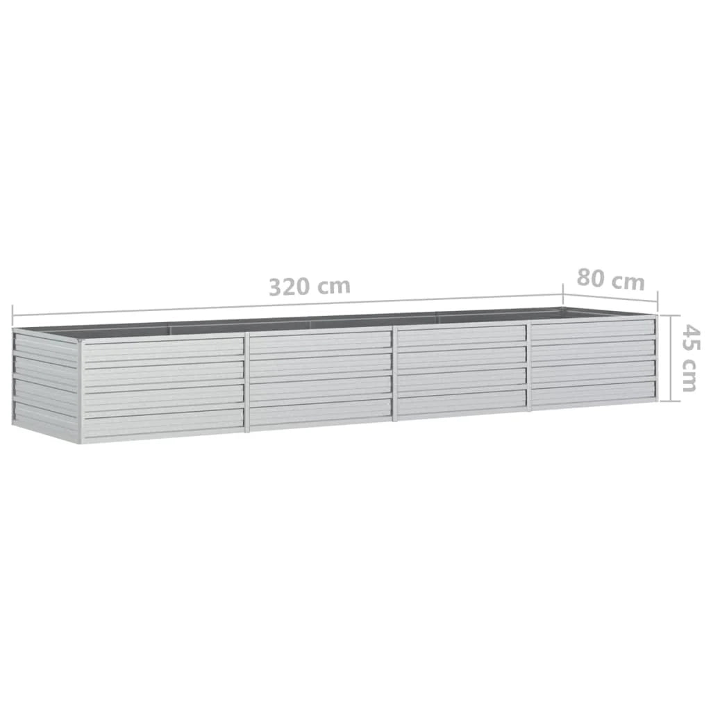 Fioriera rialzata per piante fiori patio giardino 320 x 80 x 45 cm acciaio zincato argento 02_0039433