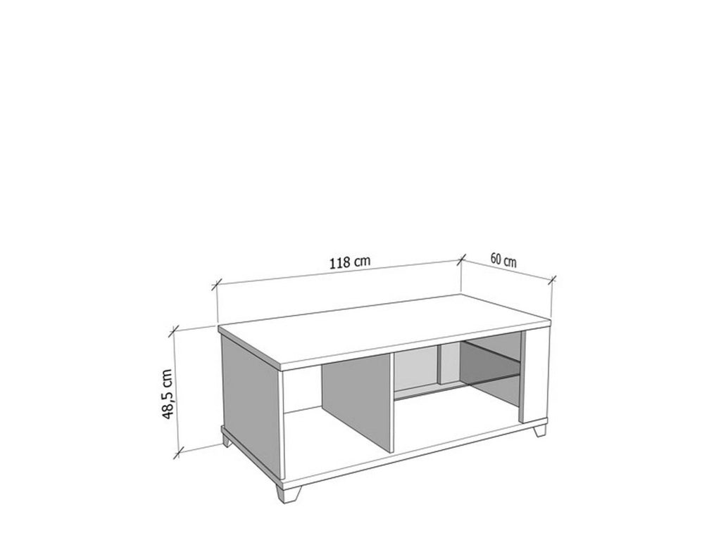 Treiso, Tavolino da Salotto 3 Vani, 118x60x48.5h cm Marrone Noce