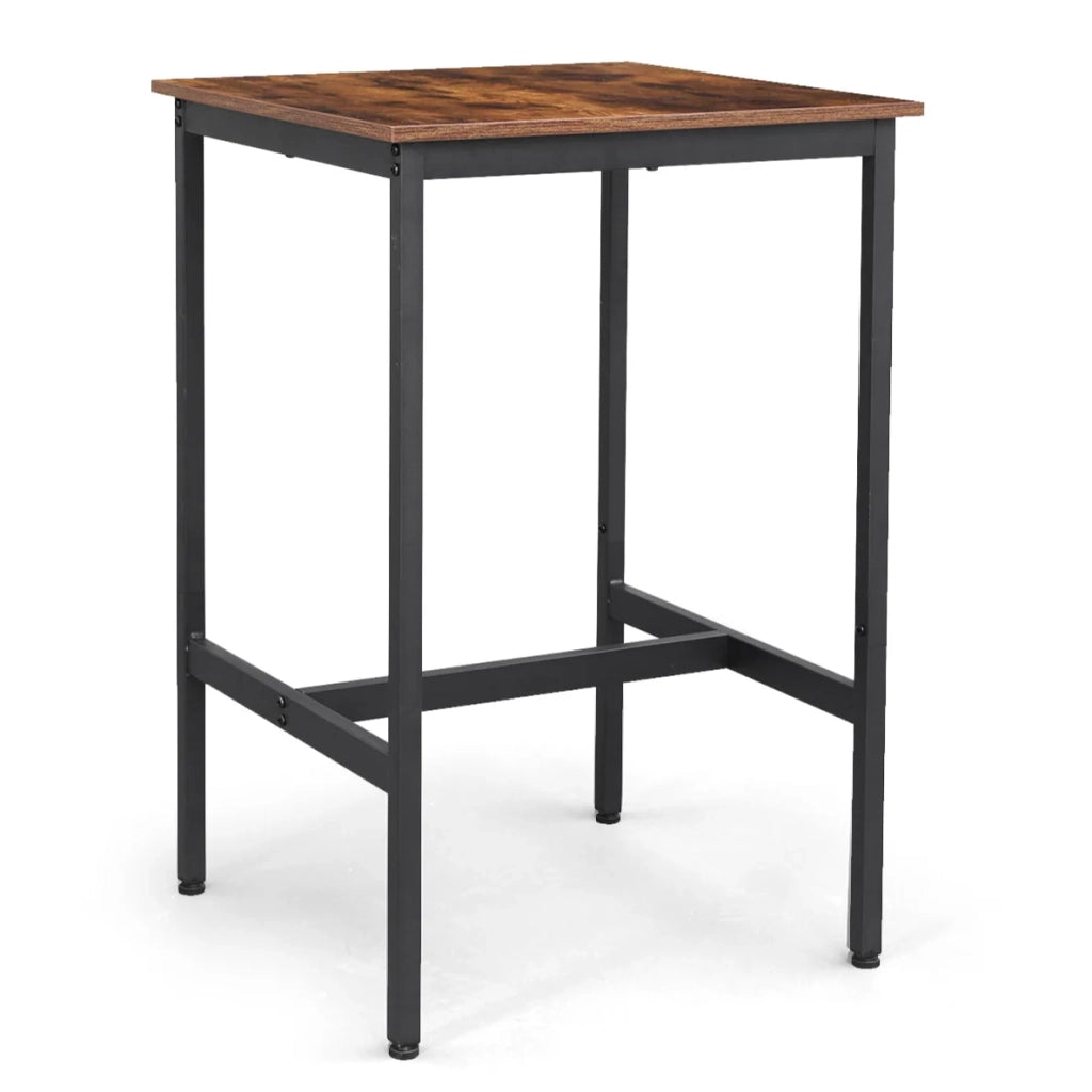 Tavolo alto tavolo da bar quadrato struttura in acciaio robusto 60 x 60 x 90 cm facile da montare per cucina soggiorno stile industriale marrone 12_0007677