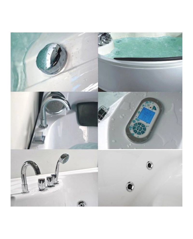 Vasca da Bagno Due Posti Idromassaggio 180x180cm Ozono Full Sicorage Oblo