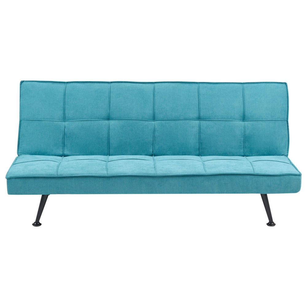 Divano letto in tessuto blu marino a 3 posti con imbottitura trapuntata Letto per ospiti senza braccioli con chiusura a scatto