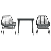 Set da Pranzo da Giardino 3 pz | Set Salotto da Giardino con Cuscini Polyrattan Vetro