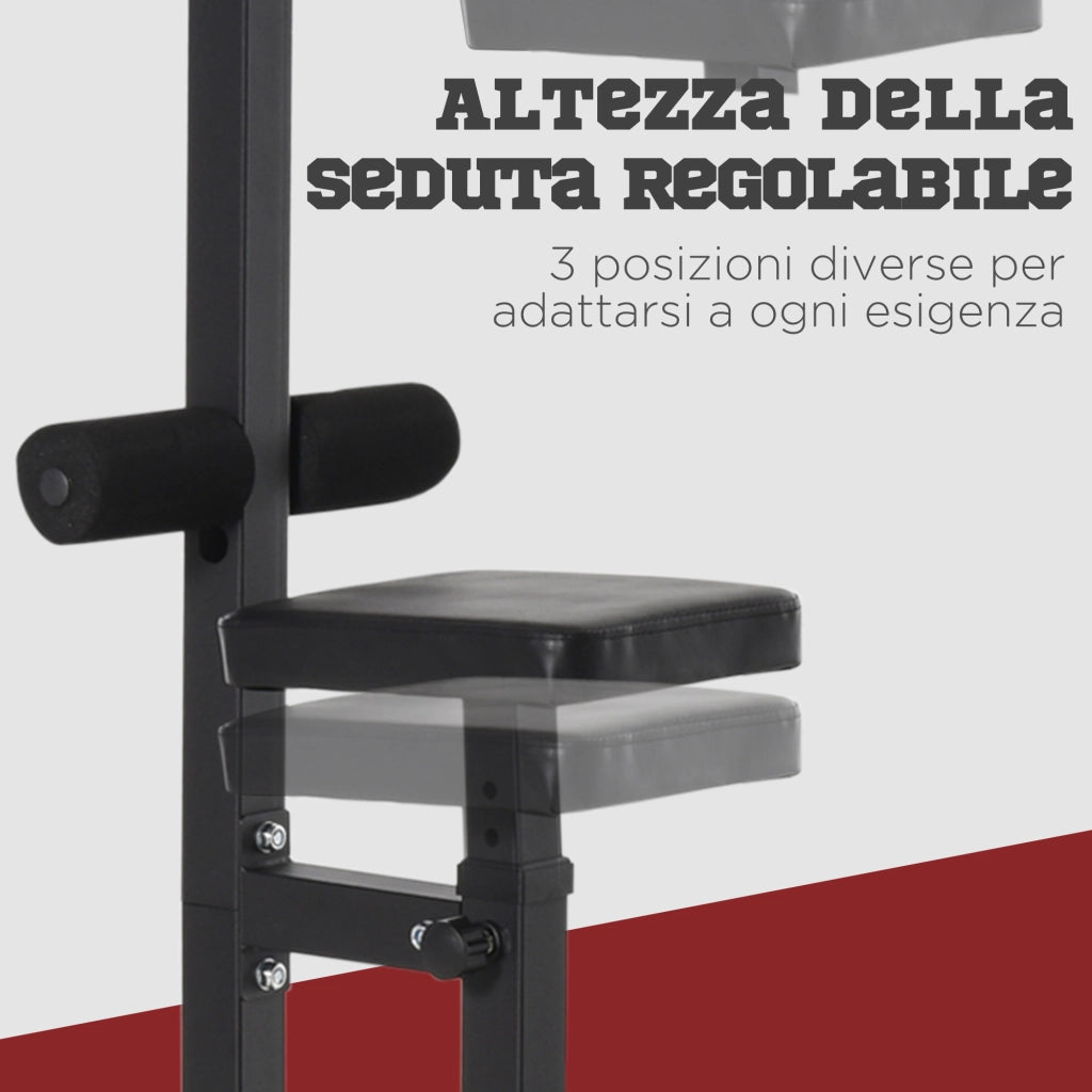 EasyComfort Stazione Fitness Pull Down da Casa con Panca e Cavo Regolabile, in Acciaio 107x120x190cm Nero