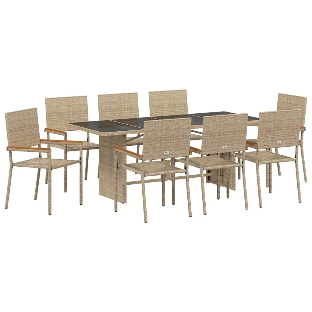 Set da Pranzo per Giardino 9 pcs Beige polyrattan 3365429