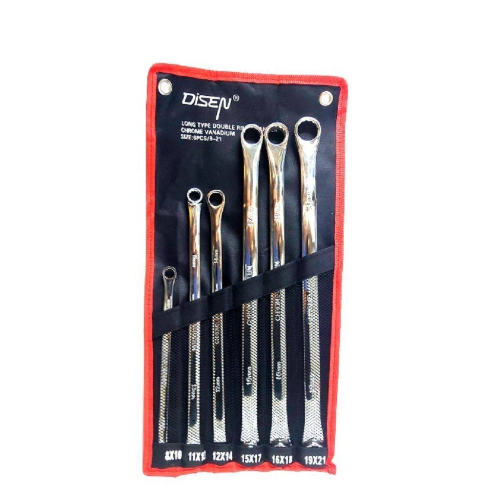 Trade Shop - Set 6 Pz Chiavi Inglesi Extra Lungo Double Chiavi Poligonali Da 8mm-21mm Metrico -