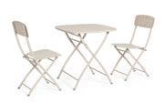 Set 3 Pezzi Bistrot da Giardino con Tavolo e 2 Sedie in Acciaio Yvonne Champagne