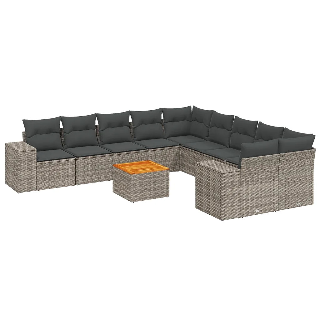 Set Divani da Giardino 11 pz con Cuscini in Polyrattan Grigio 3225640