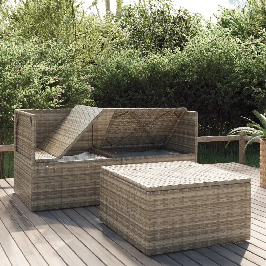 Set Divani da Giardino 3 pz | Set Salotto da Giardino con Cuscini in Polyrattan Grigio