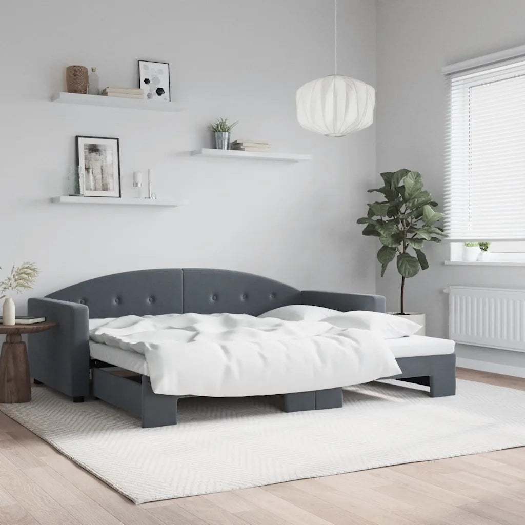 Divano letto | Sof¨¤ letto | Letto singolo Estraibile Grigio Scuro 90x200cm Velluto