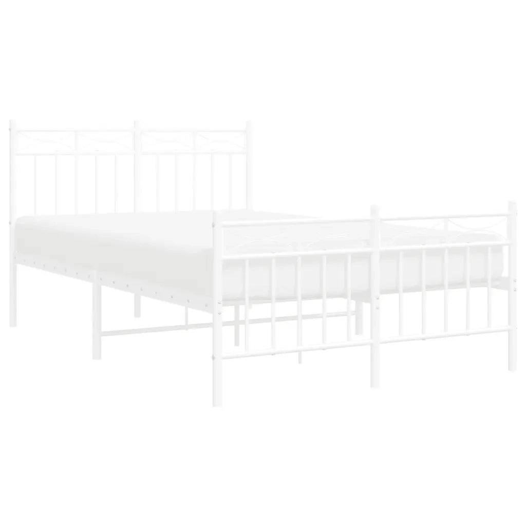 Giroletto con Testiera e Pediera-Struttura Letto Metallo Bianco 120x200 cm 976796
