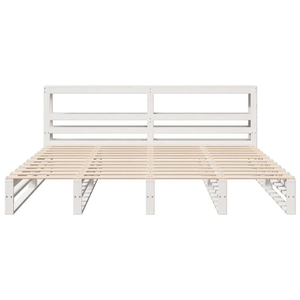 Giroletto con Testiera Bianco 180x200 cm Massello Pino 3306505