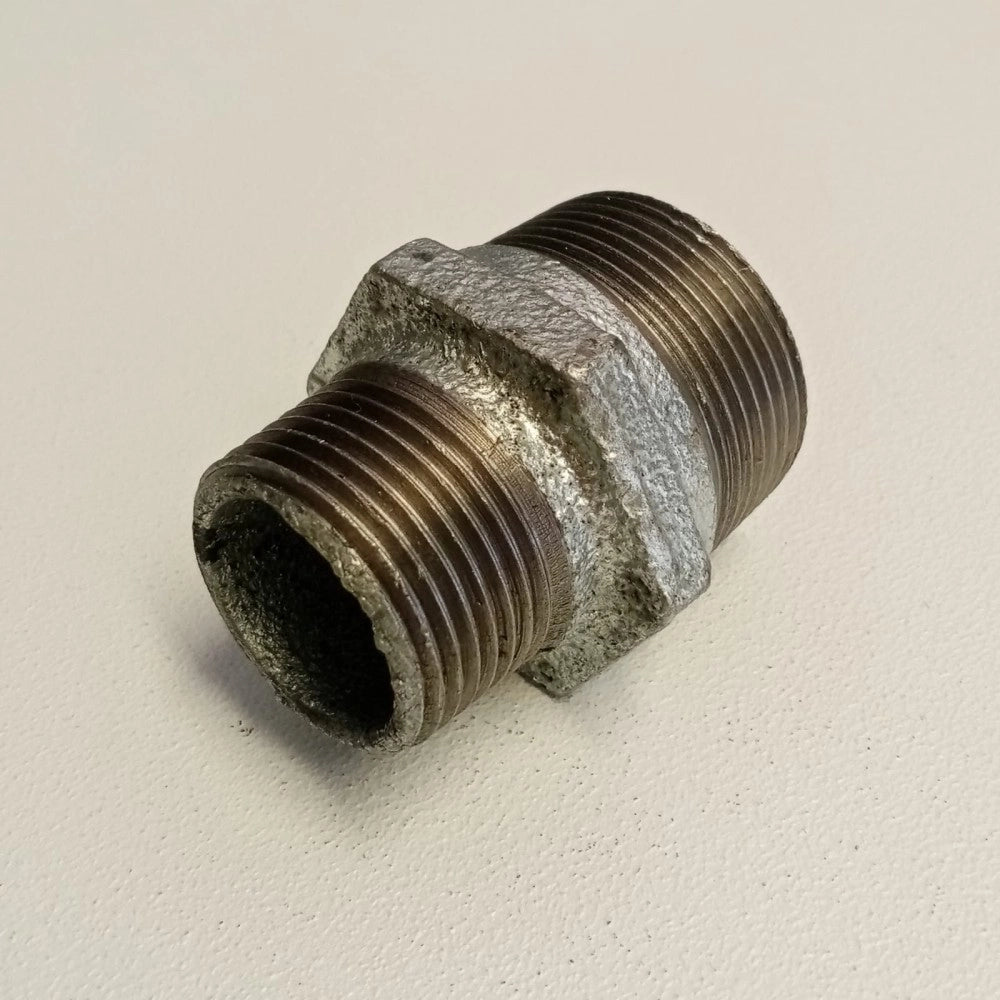 Raccordo mm 3/4''x1/2'' niples nipplo doppia vite ridotta di ghisa zincata malleabile