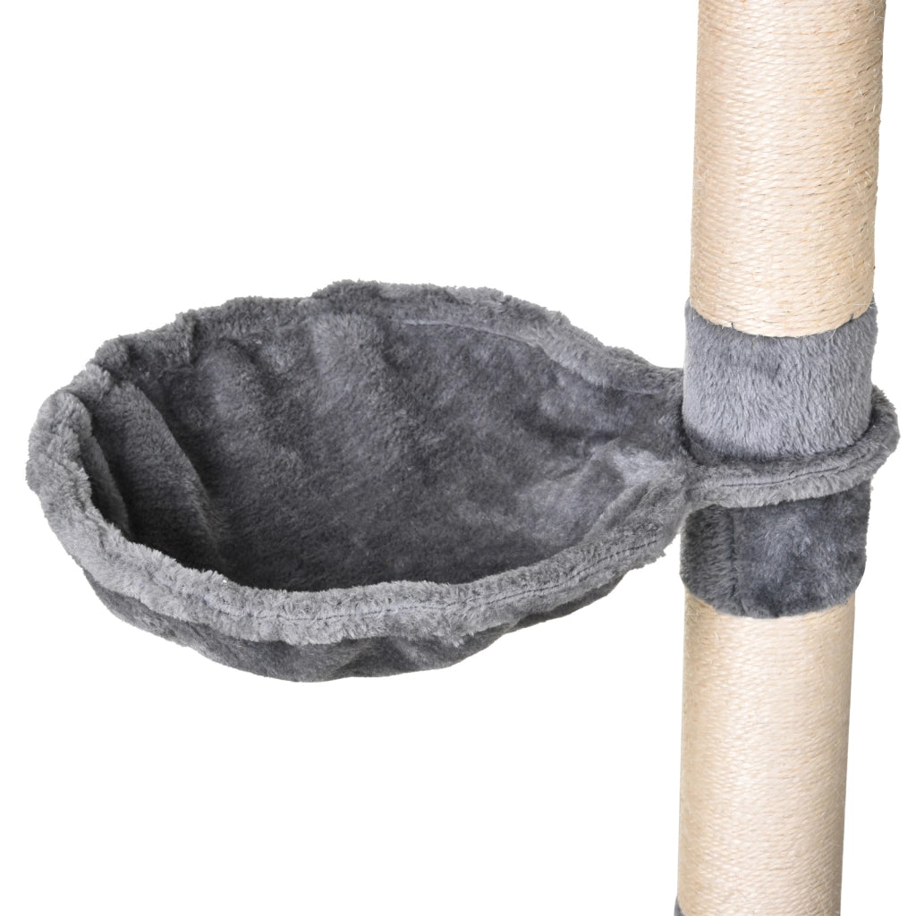 Torre per Gatti con Piattaforme T¨²nel Amaca e Posti di Riscatto ¨C Zephmum ¨C Grigio 60x40x154 cm