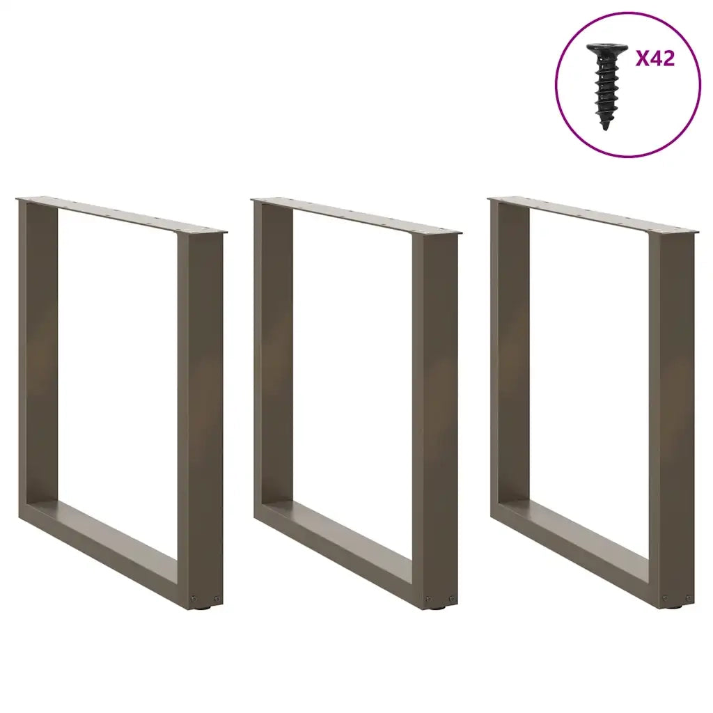 Gambe per tavolo da pranzo a forma di U 3 pz in acciaio naturale 80x(72-73) cm 4013207