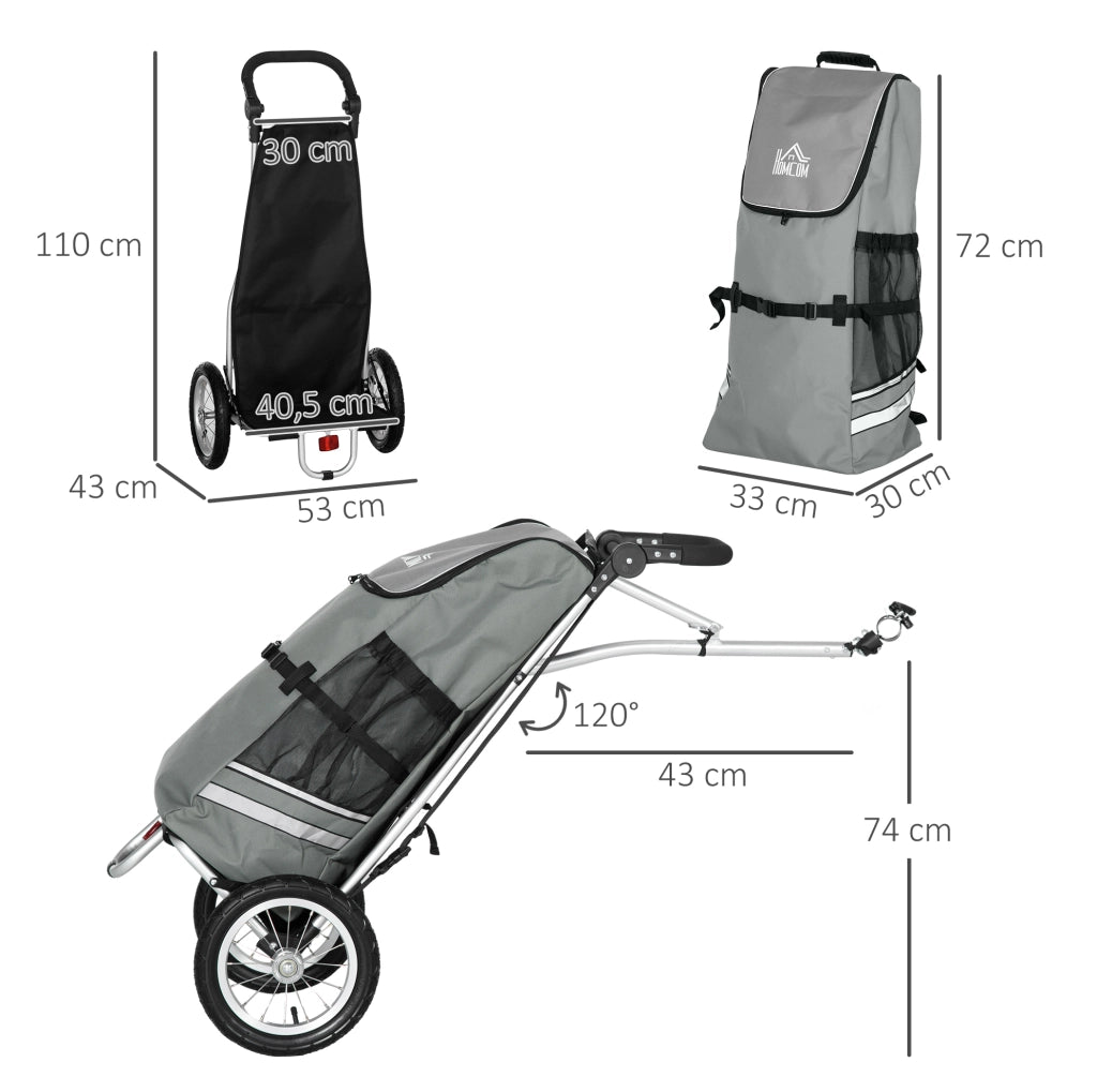Rimorchio per bicicletta e carrello spesa pieghevole in alluminio