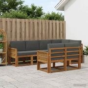 Set di divani da esterno 7 pcs Naturale e Antracite Poliestere