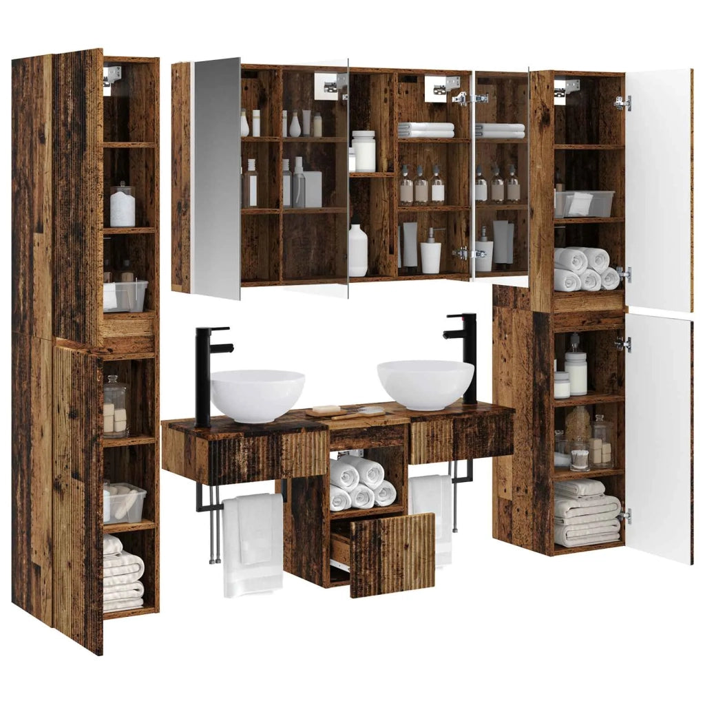 Set di mobili per il bagno 6 pcs Legno antico 3407189