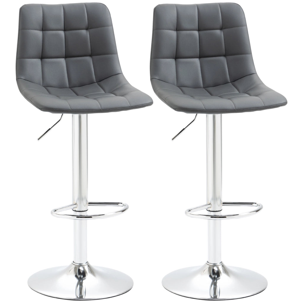 EasyComfort Set 2 Sgabelli Alti Moderno da Bar Girevoli con Schienale e Poggiapiedi, Sedia con Altezza regolabile, 42x45x89-110cm, Grigio