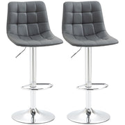 EasyComfort Set 2 Sgabelli Alti Moderno da Bar Girevoli con Schienale e Poggiapiedi, Sedia con Altezza regolabile, 42x45x89-110cm, Grigio