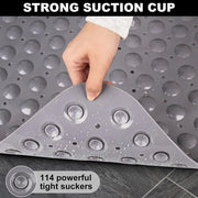 Mat anti-scivolo angolo per doccia o vasca con funzione massaggiante e scarico per angolo (grigio - 54 x 54 cm)