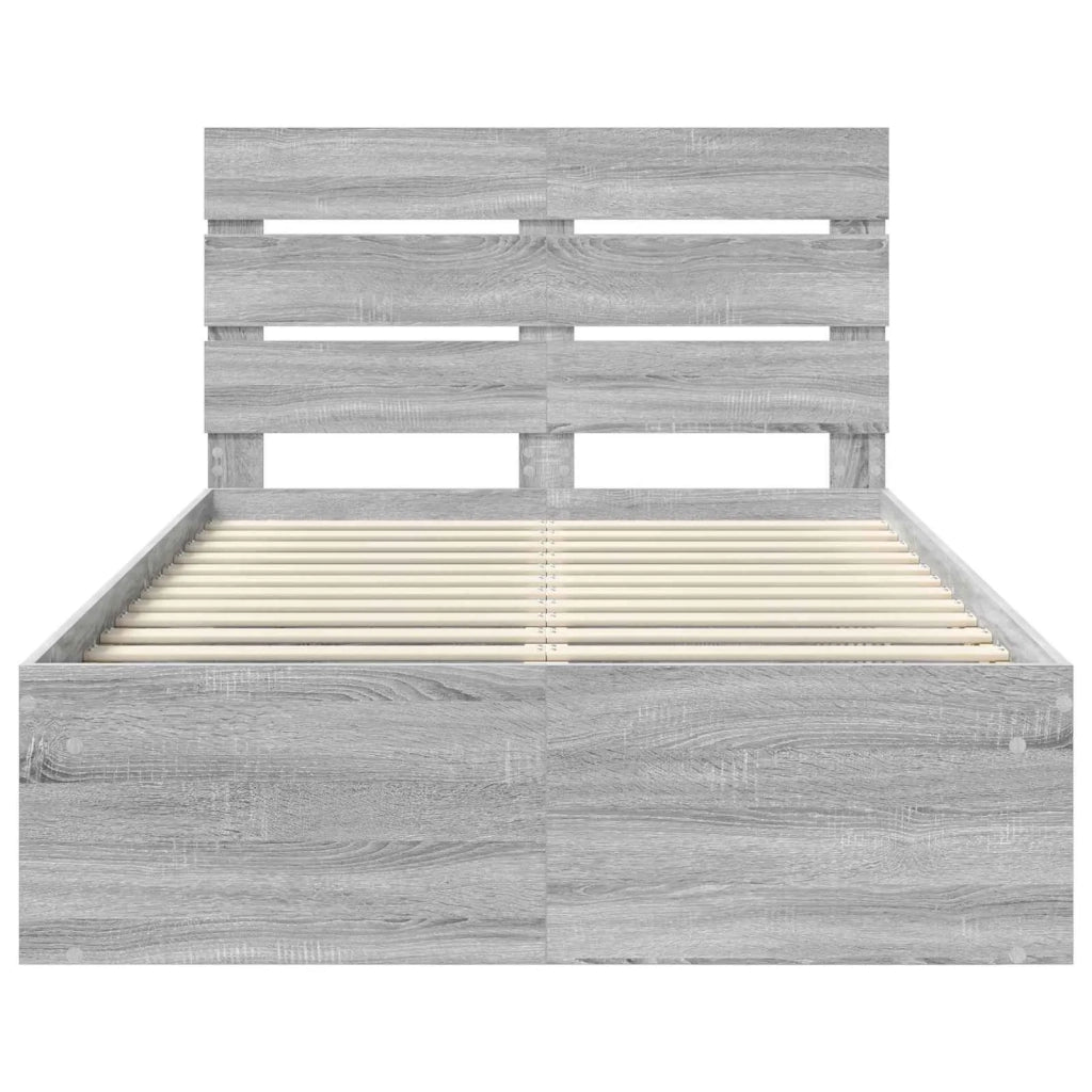 Struttura del letto Grigio Sonoma 120 x 190 cm Pino massello