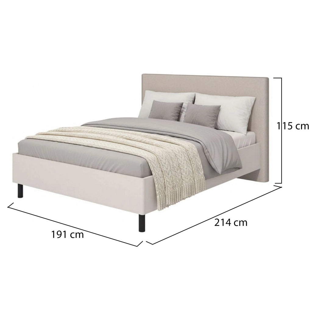 Letto Matrimoniale Uboldo, Letto Matrimoniale Dimensione Materasso 160x200 cm, Beige