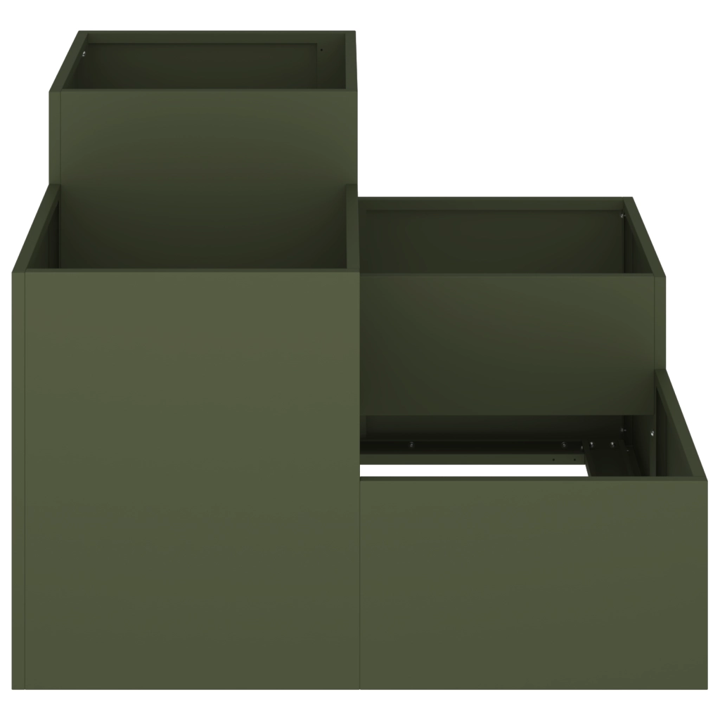 Vaso da Giardino 100x100x60 cm Verde Oliva Acciaio