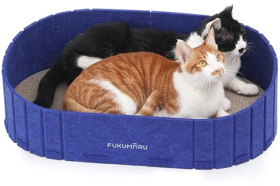 Krabbaplanca per gatti, 61 cm, forma a banco, con cuscino per gatti rovesciabile, pannelli di cricchetto in velluto e cartone, colore blu