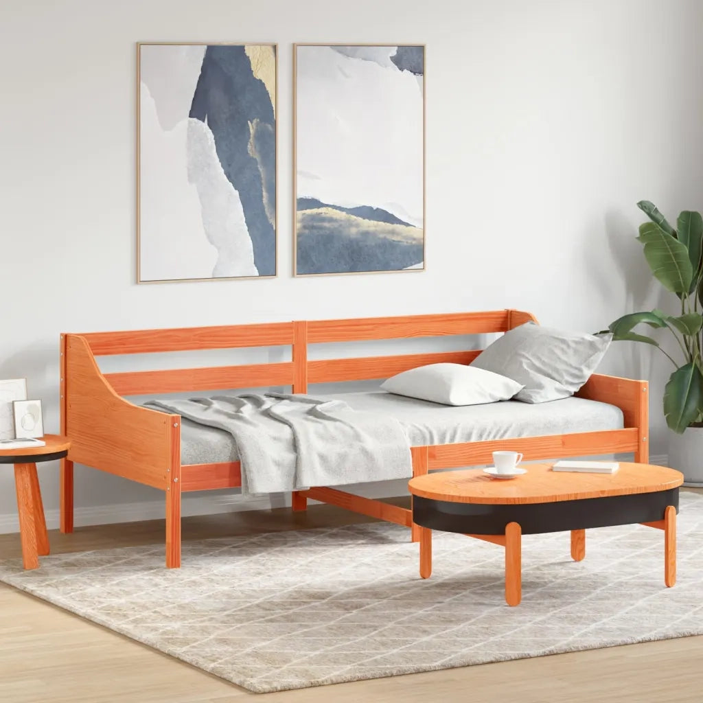 Dormeuse senza Materasso Marrone Cera 80x200 cm Legno di Pino 842829