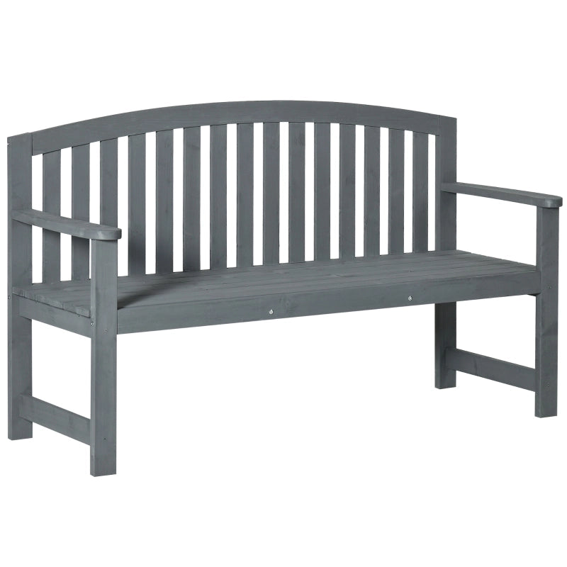 Panchina da giardino a 2 posti in legno resistente alle intemperie con schienali grigia