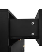 Credenza con 6 Cassetti e Piedini 15 cm; Frontale Ondulato; Stile Moderno; in Pannello Truciolare; Nero; 120??40??77 cm