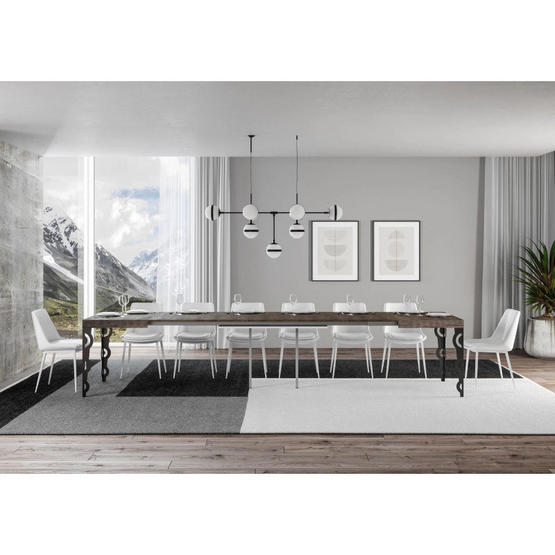Tavolo allungabile 120/380x90 cm Karamay telaio Antracite - Noce