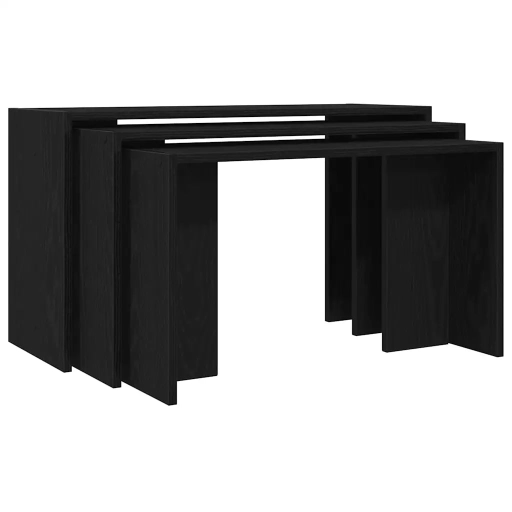 Tavolini Impilabili 3 pz Neri in Legno Multistrato 858534