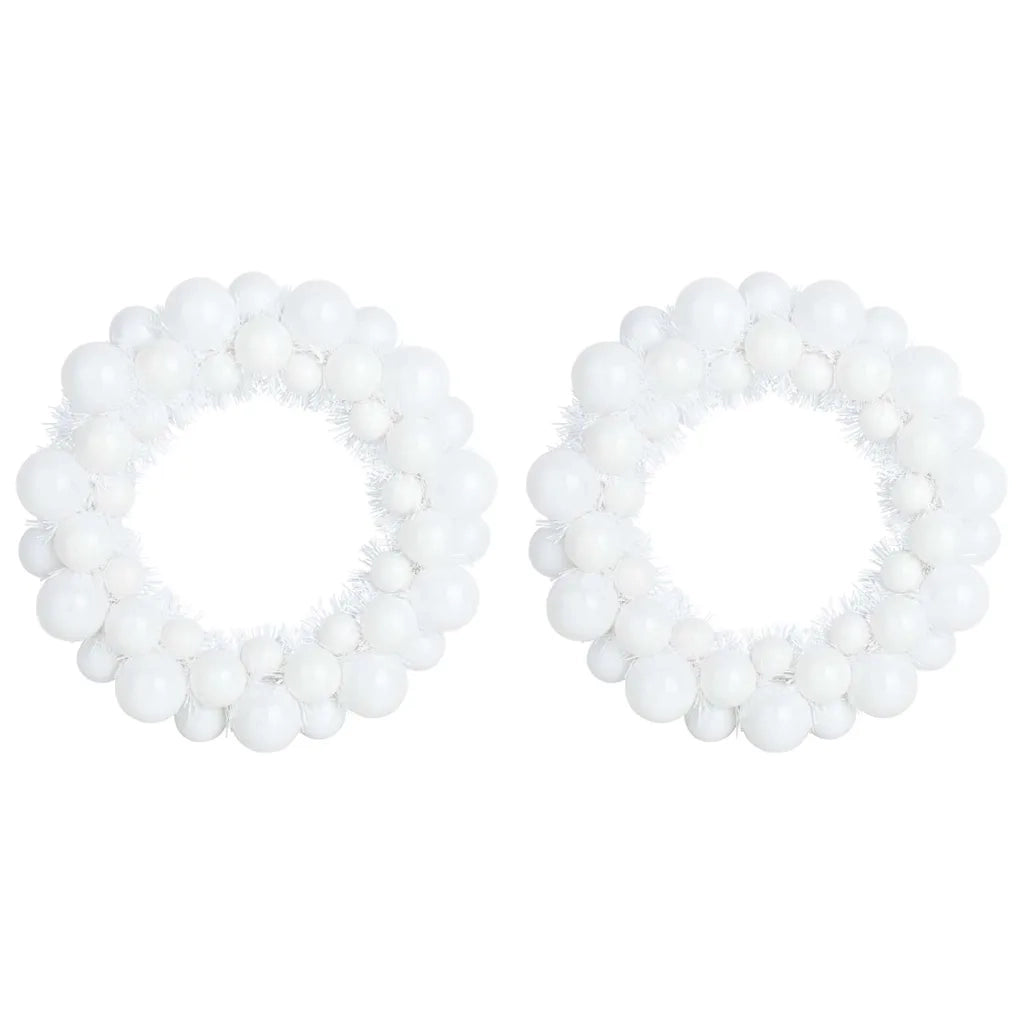 Corone di Palline di Natale 2 pz-Decorazioni natalizie Bianco 33 x 33 x 7 cm