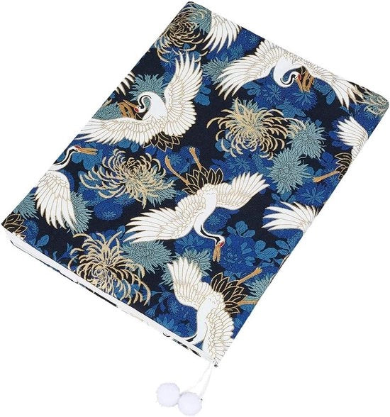 Copri libri in tessuto - Flessibile - Blu - Retro - Disegno di fontane - Soffice - Adatto per libri da tasca - Formato B5 - Copertina rigida - Pianta da appartamento - Copertina con fiori blu