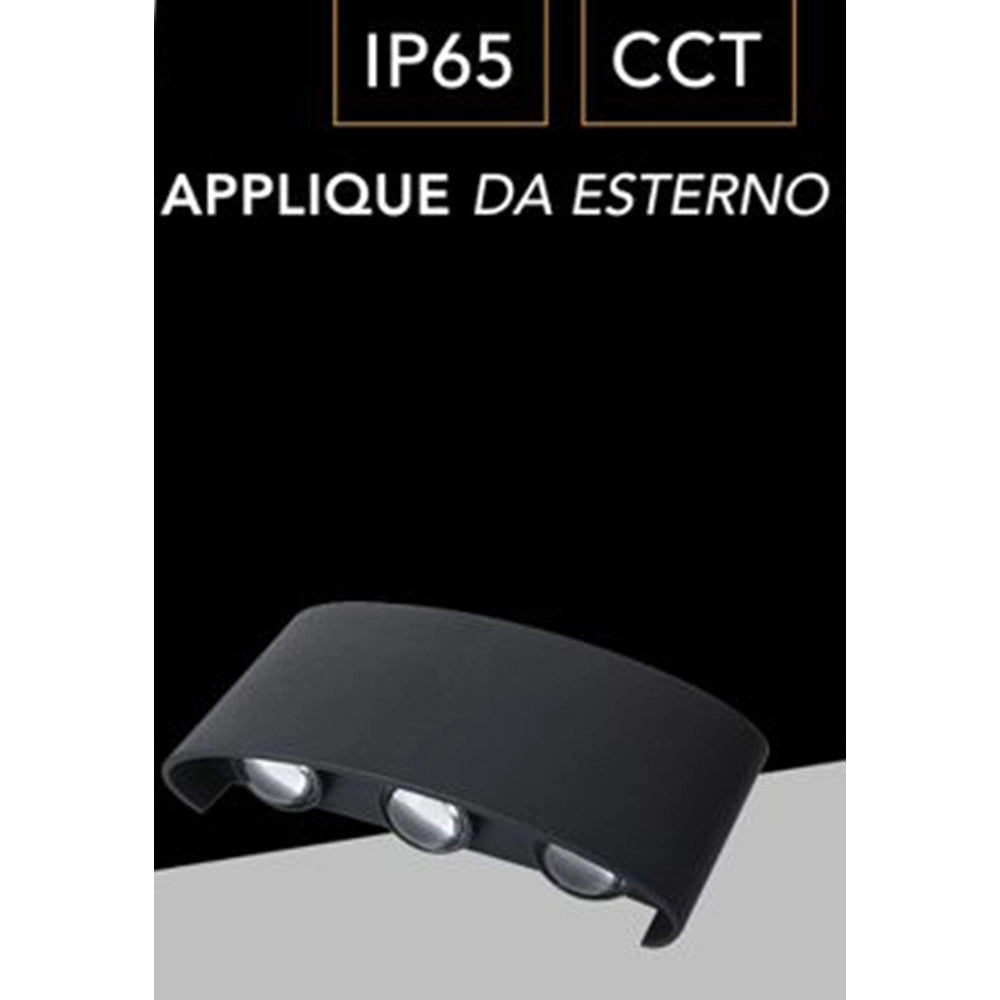 Trade Shop - Applique Lampada Led Da Muro Doppia Emissione Luminosa 16w Luce Selezionabile Cct Es68-3c - Nero