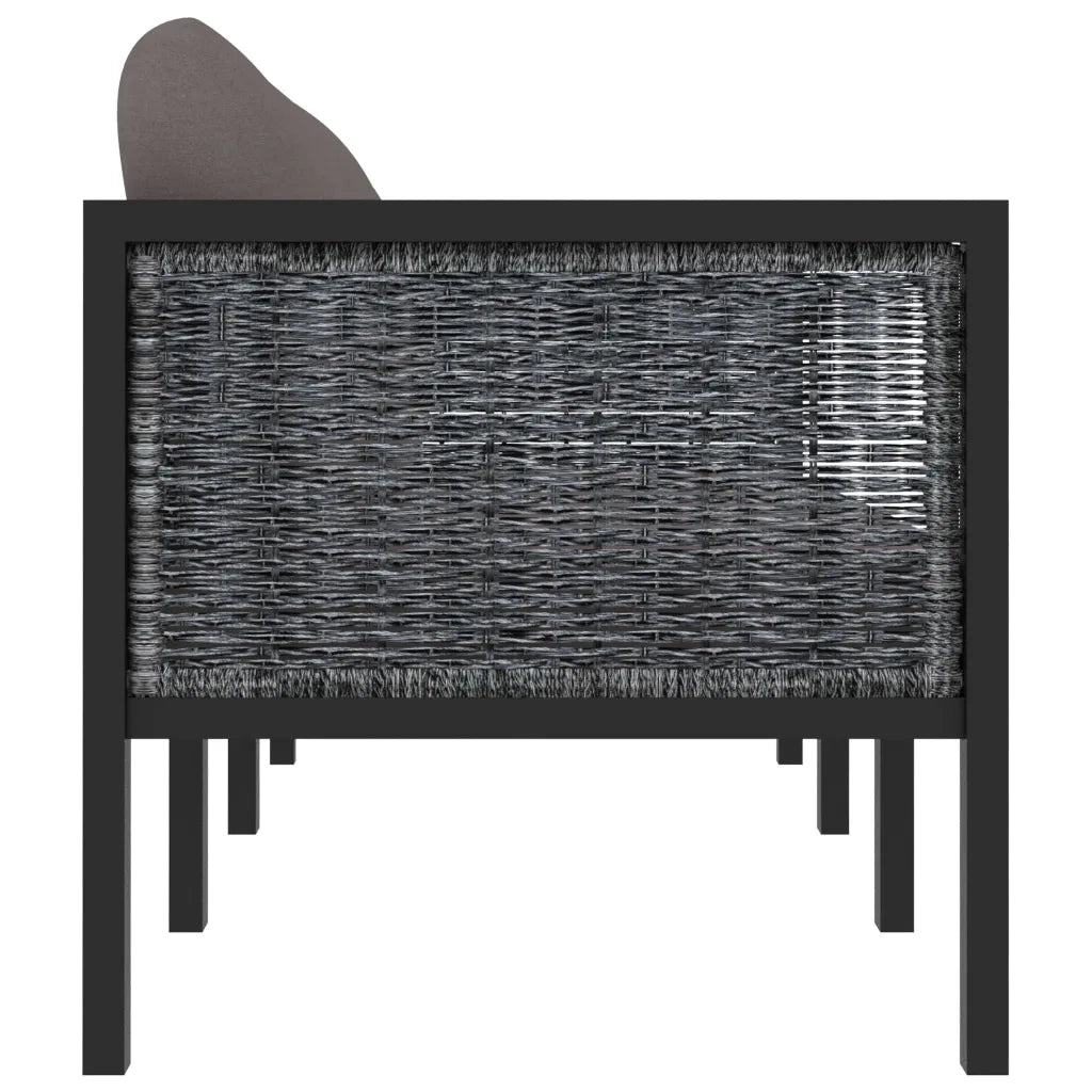 Divano a 3 Posti con Cuscini Antracite in Polyrattan 49400