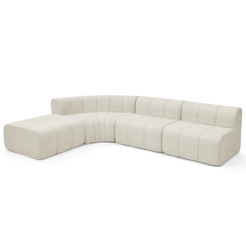 Divano angolare modulare componibile in ciniglia beige