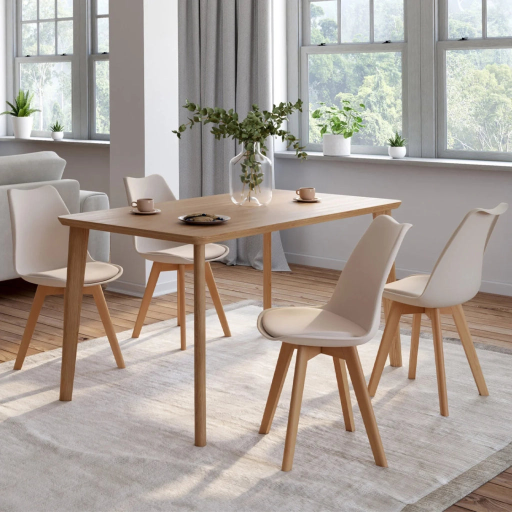 IDMarket - Set di 4 sedie da pranzo scandinave SARA beige